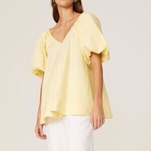 Co Short Puff Sleeve Cotton Blend top yellow - XS